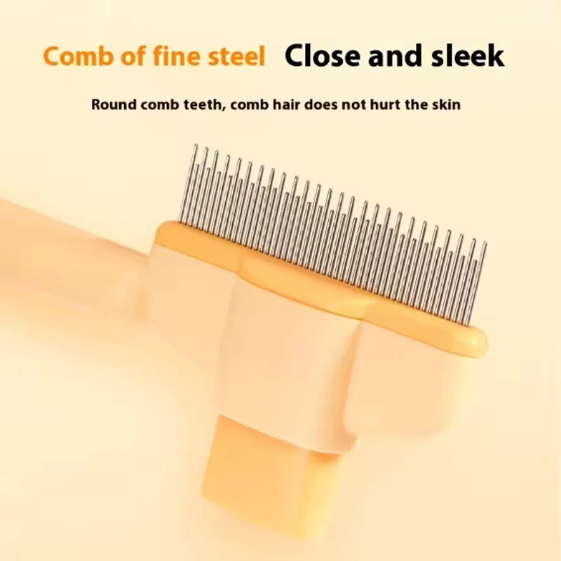 Pet Hair Remover Brush – One-Click Hair Release, Gentle Stainless-Steel Pins, Deshedding & Detangling Comb