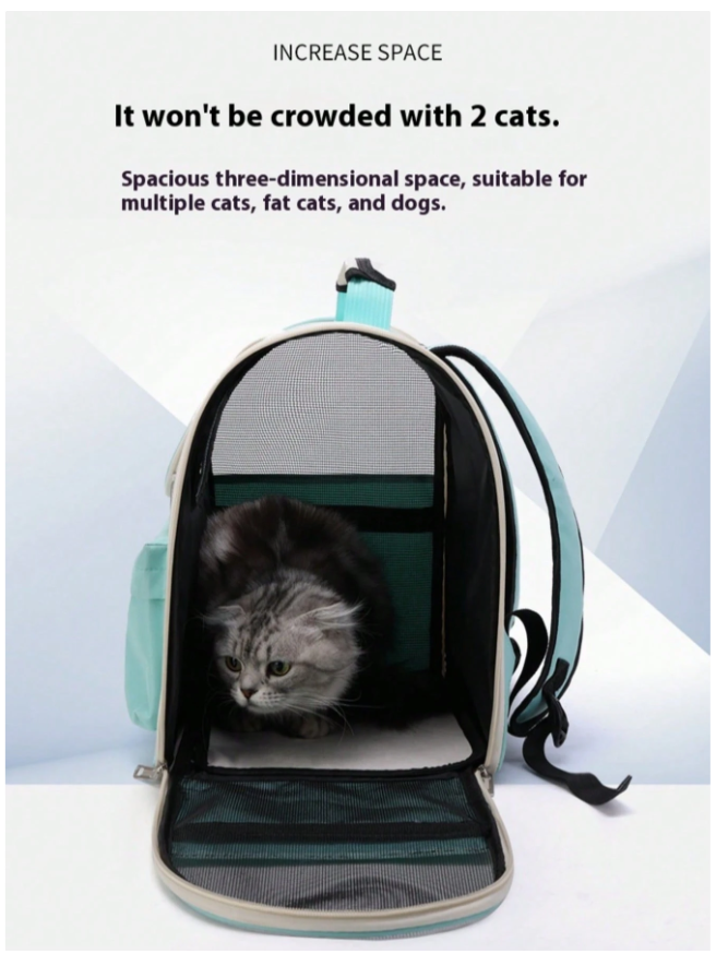 AirFlow XL Pet Backpack – Airy Mesh Cat Carrier, Foldable Oxford Cloth