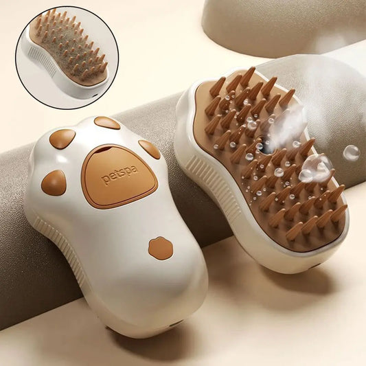 3-in-1 Pet Steam Grooming Brush – Detangles, Massages & Reduces Shedding for Cats & Small Dogs
